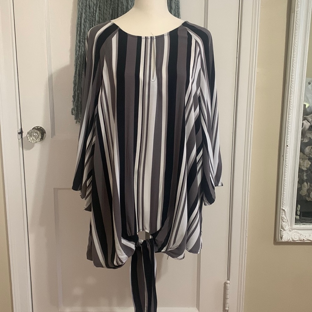 1X striped blouse!  Super flattering!